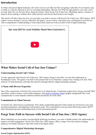 Forge Your Path to Success with Social Cali of San Jose | SEO Agency.