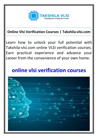 Online Vlsi Verification Courses Takshila-vlsi.com