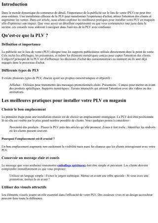 Les meilleures pratiques pour installer votre PLV en magasin
