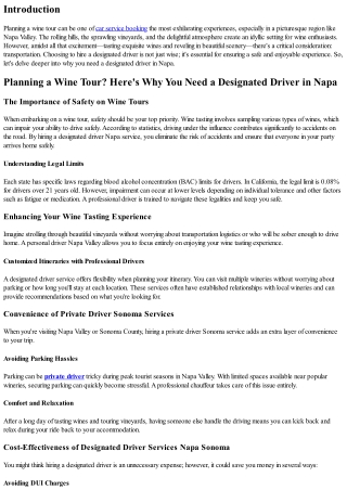 Planning a Wine Tour? Here's Why You Need a Designated Driver in Napa