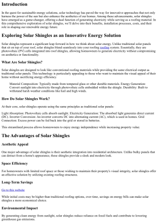 Exploring Solar Shingles as an Innovative Energy Solution