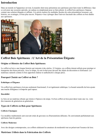 Coffret Bois Spiritueux : L'Art de la Présentation Élégante