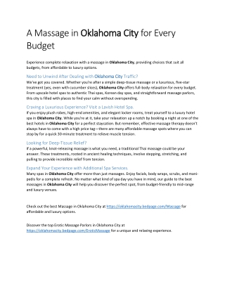 A Massage in Oklahoma City for Every Budget