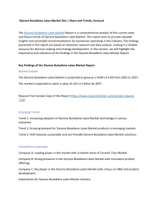 Styrene Butadiene Latex Market Size | Share and Trends, Forecast