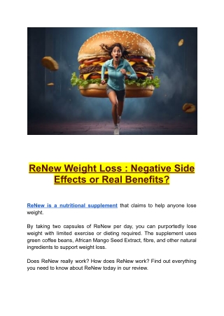 RENEW – The Natural Weight Loss Supplement for a Healthier You
