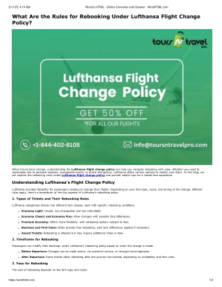 What are the rules for rebooking under Lufthansa flight change policy?