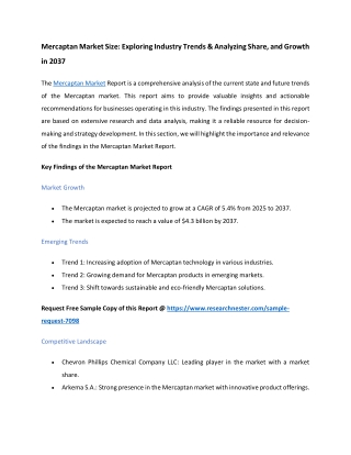 Mercaptan Market Trends 2037