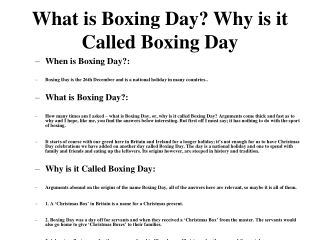 What is Boxing Day? Why is it Called Boxing Day?