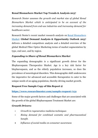 Renal Biomarkers Market Top Trends & Analysis 2037