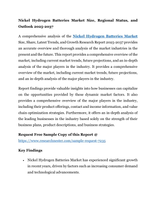 Nickel Hydrogen Batteries Market