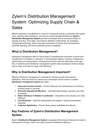 Zylem’s Distribution Management System_ Optimizing Supply Chain & Sales