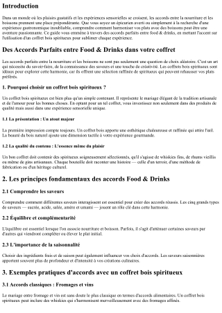 Des Accords Parfaits entre Food & Drinks dans votre coffret