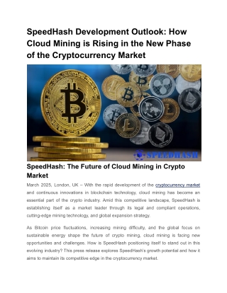 SpeedHash Development Outlook_ How Cloud Mining is Rising in the New Phase of the Cryptocurrency Market
