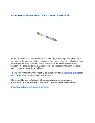 Commercial Dishwasher Drain Hoses  _PartsFeUK
