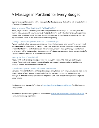 A Massage in Portland for Every Budget