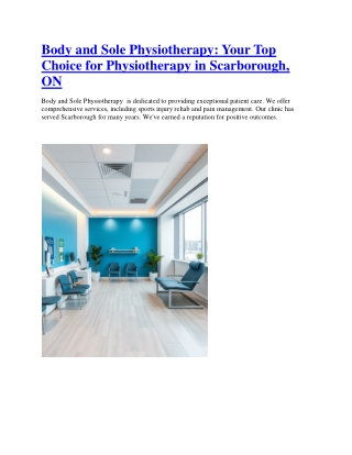 Best Physiotherapy Clinic in Scarborough, ON