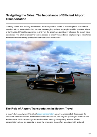 Navigating the Skies The Importance of Efficient Airport Transportation