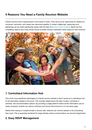 5 Reasons You Need a Family Reunion Website