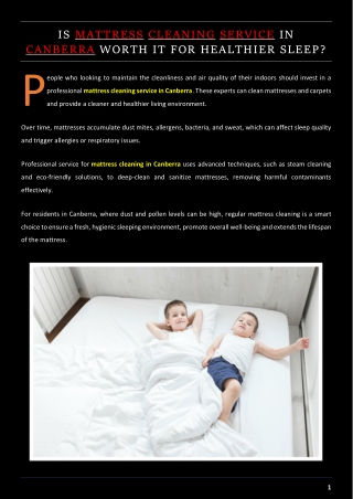 Is Mattress Cleaning Service in Canberra Worth it for Healthier Sleep