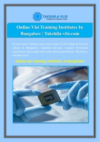 Online Vlsi Training Institutes In Bangalore | Takshila-vlsi.com