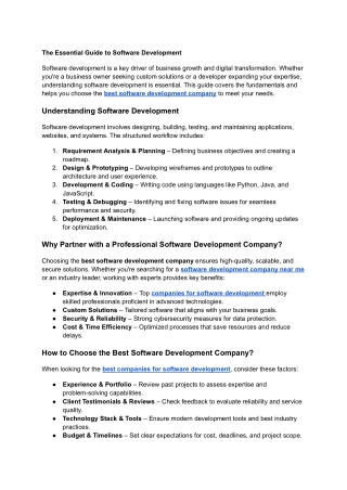 The Essential Guide to Software Development