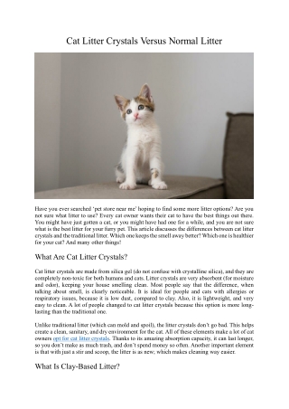 Cat Litter Crystals Versus Normal Litter