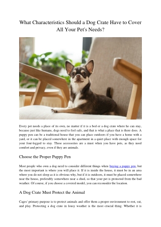 What Characteristics Should a Dog Crate Have to Cover All Your Pet's Needs
