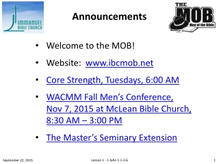 Welcome to the MOB! Website: ibcmob Core Strength, Tuesdays, 6:00 AM