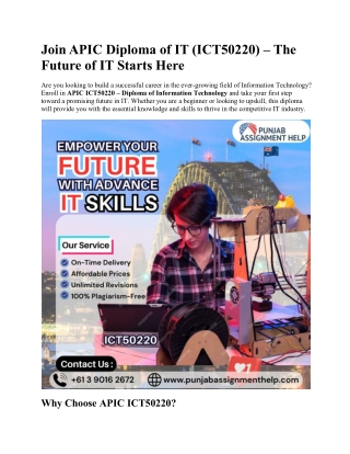 Join APIC Diploma of IT (ICT50220) – The Future of IT Starts Here