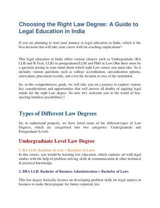 Choosing the Right Law Degree