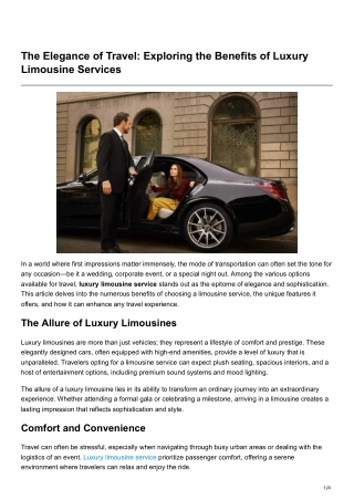 The Elegance of Travel Exploring the Benefits of Luxury LimousineServices