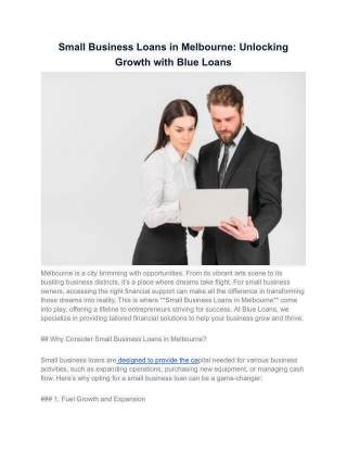 Commercial Car Loan in Melbourne