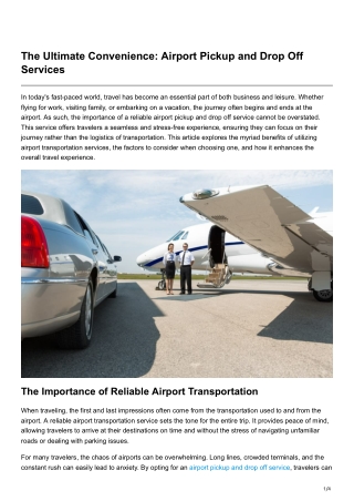 The Ultimate Convenience Airport Pickup and Drop Off Services