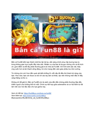 Bắn Cá Sống Động, Trải Nghiệm Tuyệt Tại Fun88 KYC