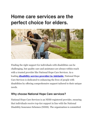 Home care services are the perfect choice for elders