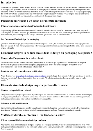 Comment intégrer la culture locale dans le design du packaging des spirits ?