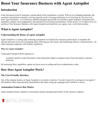 Boost Your Insurance Business with Agent Autopilot