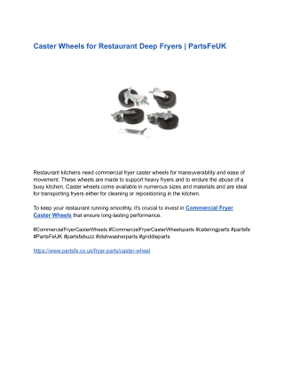 Caster Wheels for Restaurant Deep Fryers _ PartsFeUK
