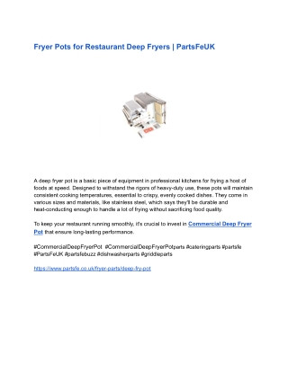 Fryer Pots for Restaurant Deep Fryers _ PartsFeUK