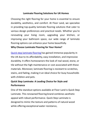 Laminate Flooring Solutions for UK Homes
