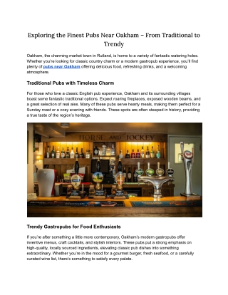 The Horse & Jockey – Your Go-To Pub Near Oakham for Food & Drinks