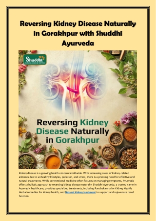 Reversing Kidney Disease Naturally in Gorakhpur
