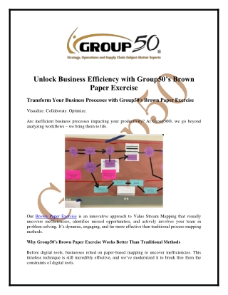 Unlock Business Efficiency with Group50’s Brown Paper Exercise