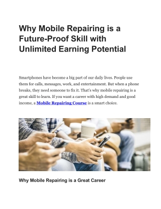 Why Mobile Repairing is a Future-Proof Skill with Unlimited Earning Potential