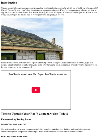 Time to Upgrade Your Roof? Contact Avalon Today!