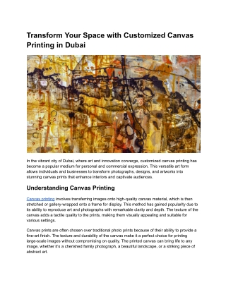 Customized Canvas Printing in Dubai