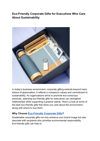 Eco-Friendly Corporate Gifts for Executives Who Care About Sustainability