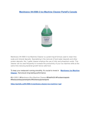 Manitowoc 94-0580-3 Ice Machine Cleaner PartsFe Canada