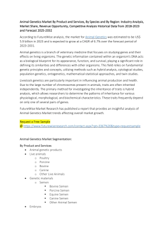 Animal Genetics Market Growth: Opportunities in Livestock and Companion Animals