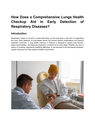 Lung & Respiratory Checkup Online in Chennai - Price & Details